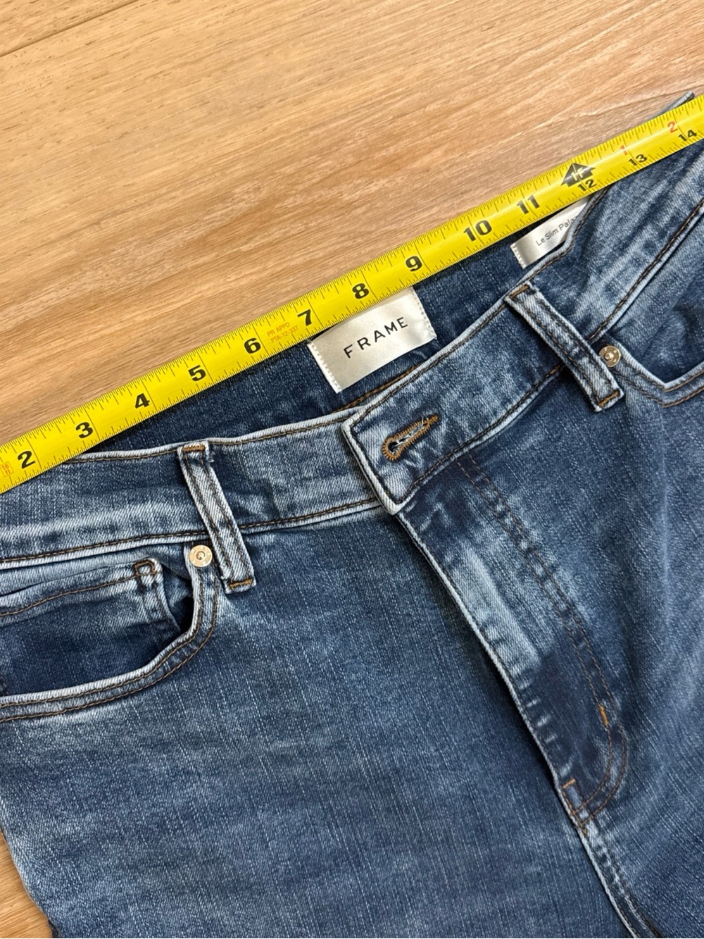 Frame Le Slim Palazzo Jeans Womens 30 Blue Denim Raw Hem - Canals Raw After - Picture 11 of 16
